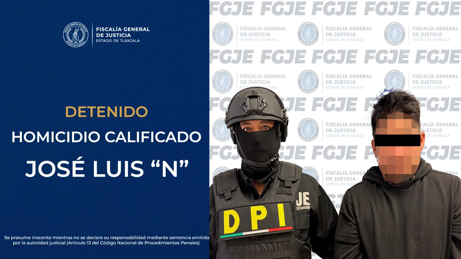 Aprehende FGJE en el estado de México a hombre por homicidio calificado